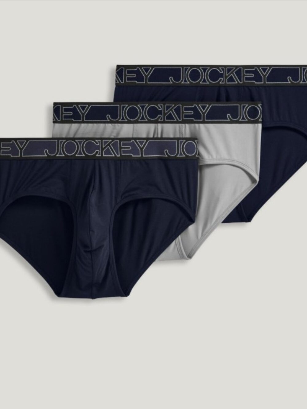 jockey Men's Active Microfiber Brief - 3 Pack - Large - Navy & Gray